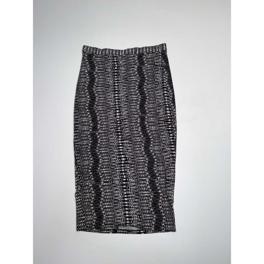 Matty M Pencil Skirt Womens Small Black White Geometric Lined Rayon Stretch Boho